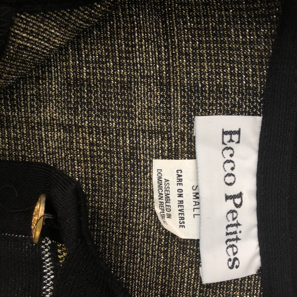 Ecco Petites Cardigan Black With Gold Large Plaid - Picture 6 of 6